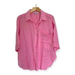 Zara Pink Button-Up Linen Shirt